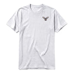 Un T-shirt gris cendré à manches courtes et col rond, orné d'un motif représentant un animal de la faune sur la poitrine gauche.