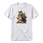 A ash grey short-sleeve crewneck t-shirt for adult featuring a graphic of a wildlife animal on the front.