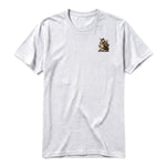 A ash grey short-sleeve crewneck t-shirt for adult featuring a graphic of a wildlife animal on the left chest.