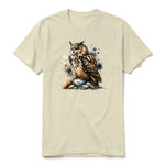A latte short-sleeve crewneck t-shirt for adult featuring a graphic of a wildlife animal on the front.