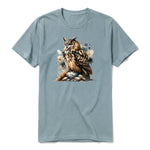 A sage short-sleeve crewneck t-shirt for adult featuring a graphic of a wildlife animal on the front.