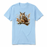 A powder short-sleeve crewneck t-shirt for adult featuring a graphic of a wildlife animal on the front.