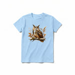 A powder short-sleeve crewneck t-shirt for youth featuring a graphic of a wildlife animal on the front.