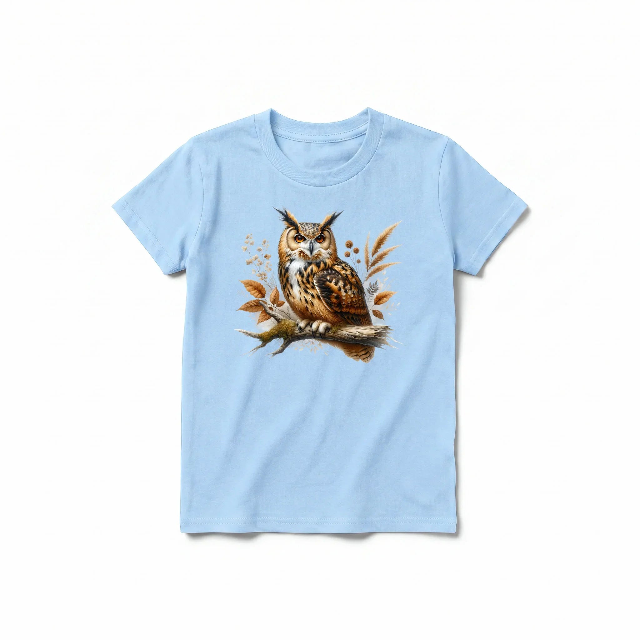 A powder short-sleeve crewneck t-shirt for youth featuring a graphic of a wildlife animal on the front.