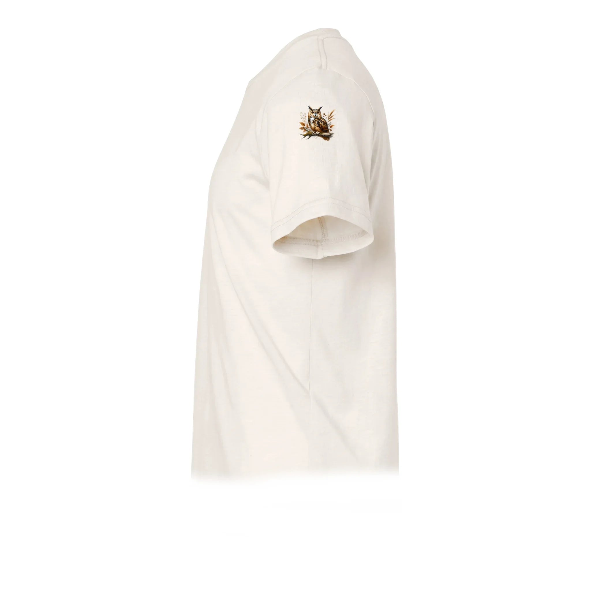 Un T-shirt blanc vintage à manches courtes et col rond, orné d'un motif représentant un animal de la faune sur le haut de la manche gauche.