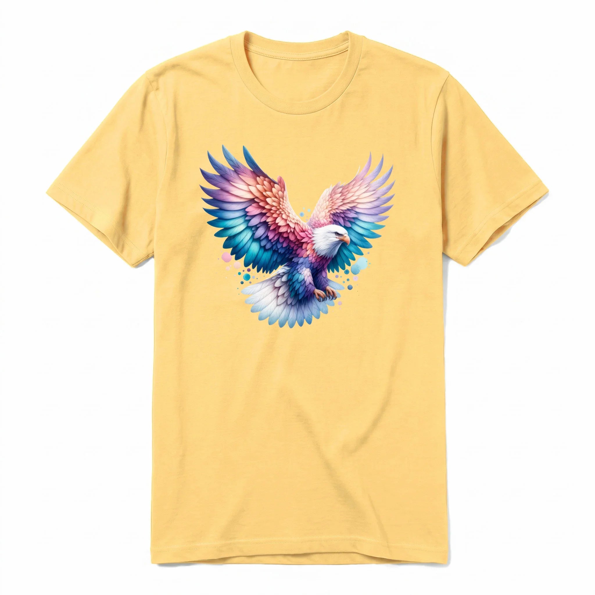 A mustard short-sleeve crewneck t-shirt for adult featuring a graphic of a wildlife animal on the front.