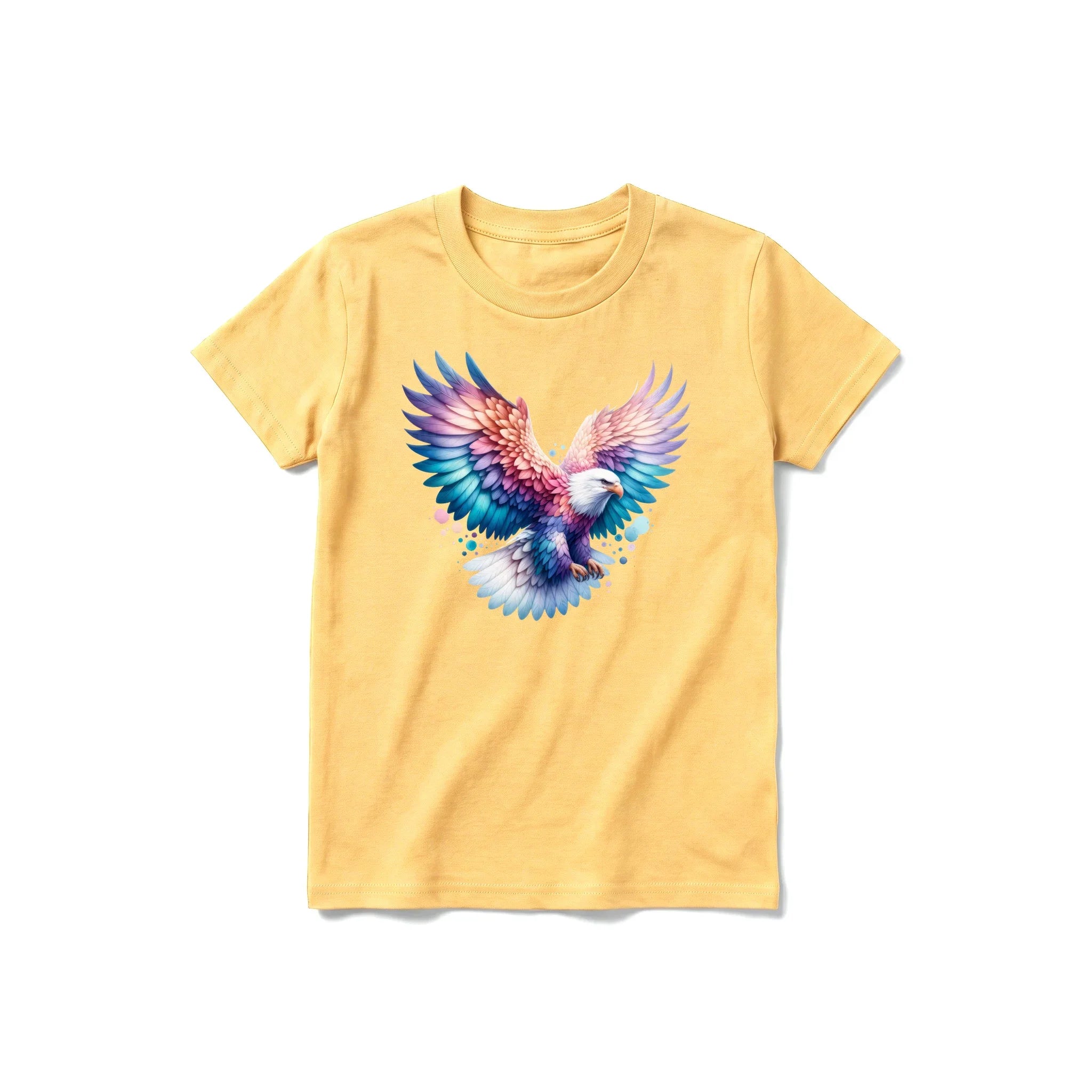 A mustard short-sleeve crewneck t-shirt for youth featuring a graphic of a wildlife animal on the front.