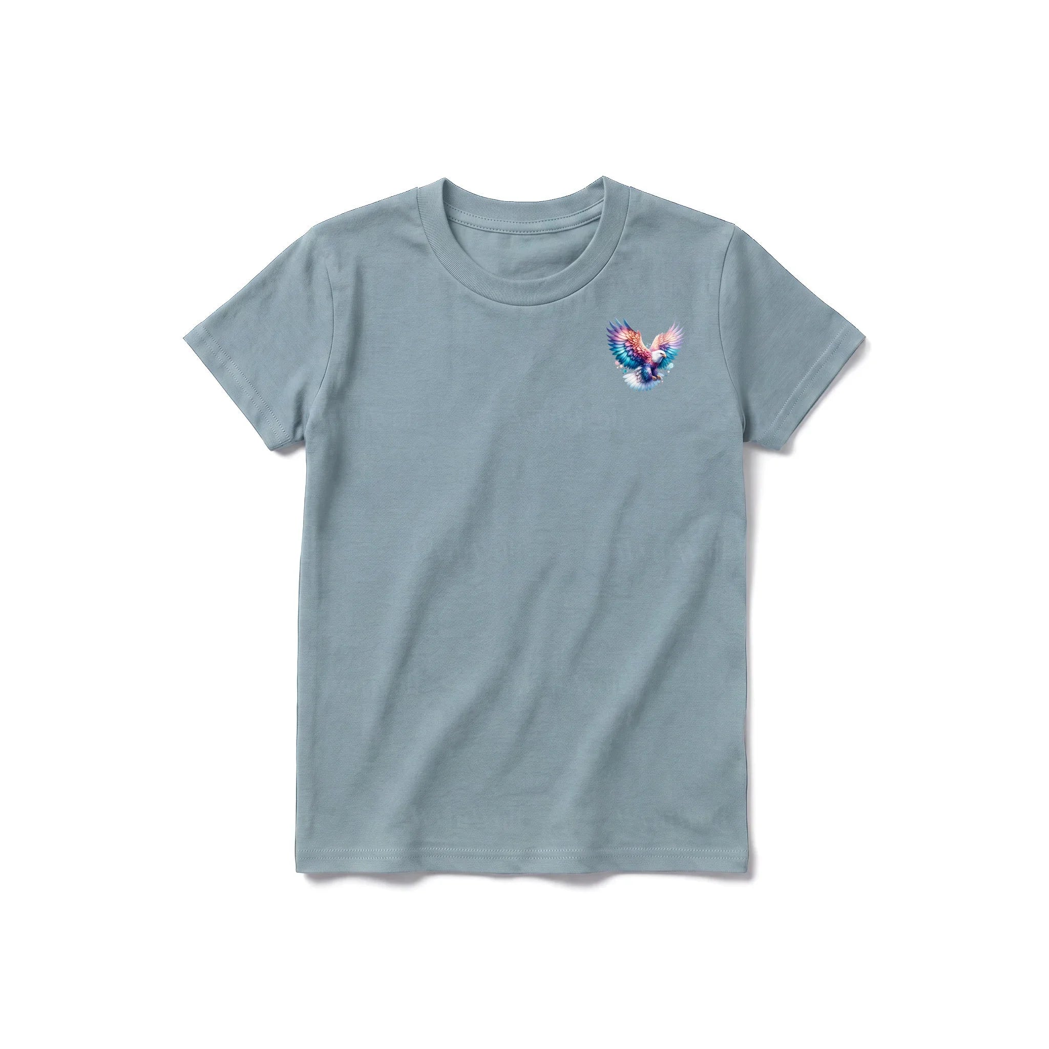 A sage short-sleeve crewneck t-shirt for youth featuring a graphic of a wildlife animal on the left chest.