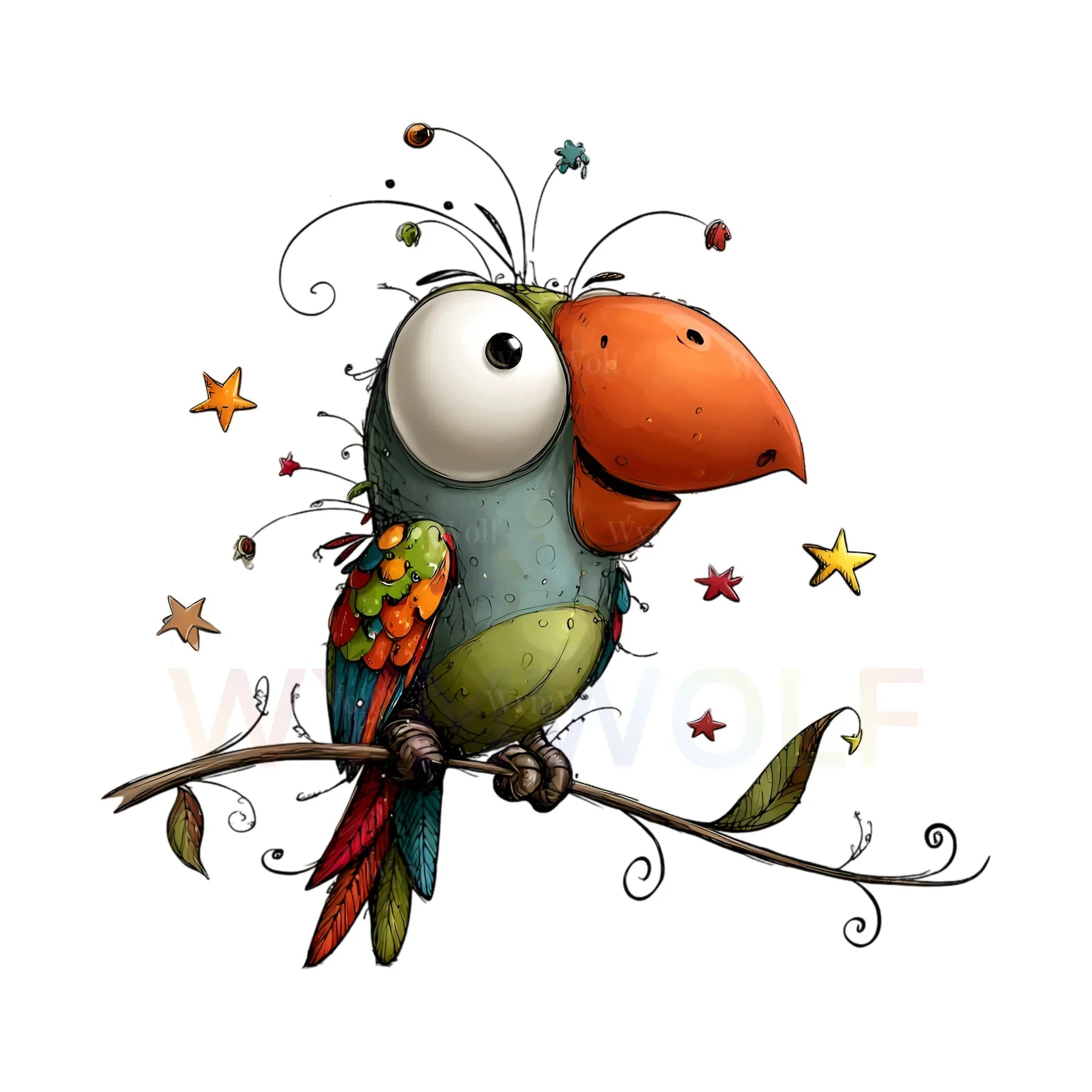 T-shirt Quirky Bird graphic 0025 - Teal